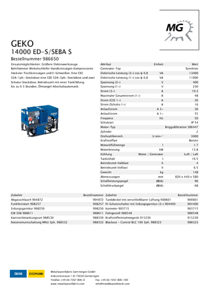 Benzine Generatoren Geko ® 14000 ED-S/SEBA