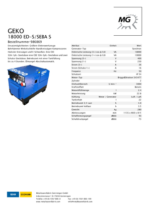 Benzine Generatoren Geko ® 18000 ED-S/SEBA