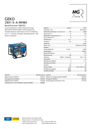 Benzine Generatoren Geko ® 2801 E-A/MHBA