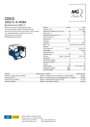 Benzine Generatoren Geko ® 3002 E-A/HHBA*