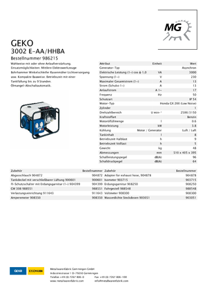 Benzine Generatoren Geko ® 3002 E-AA/HHBA*