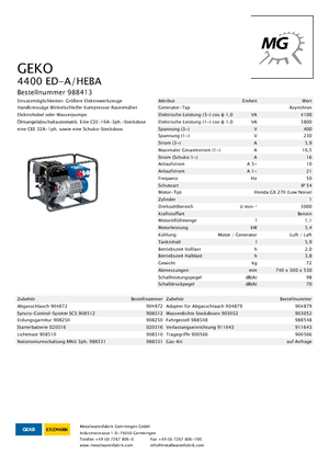 Benzine Generatoren Geko ® 4400 ED-A/HEBA