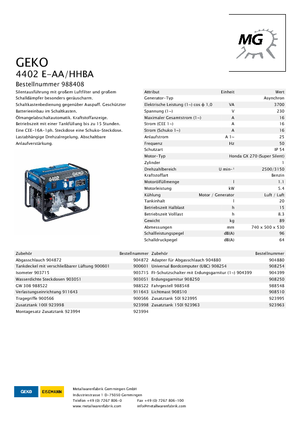 Benzine Generatoren Geko ® 4402 E-AA/HHBA*