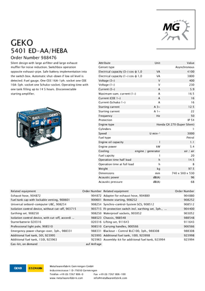 Benzine Generatoren Geko ® 5401 ED-AA/HEBA