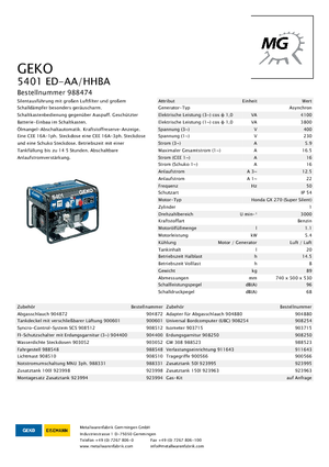 Benzine Generatoren Geko ® 5401 ED-AA/HHBA