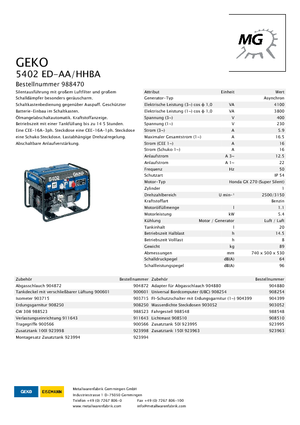 Benzine Generatoren Geko ® 5402 ED-AA/HHBA*