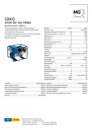 Benzine Generatoren Geko ® 6400 ED-AA/HHBA