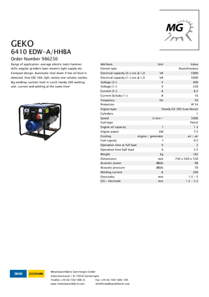 Benzine Generatoren Geko ® 6410 EDW-A/HHBA