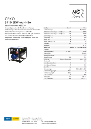 Benzine Generatoren Geko ® 6410 EDW-A/HHBA