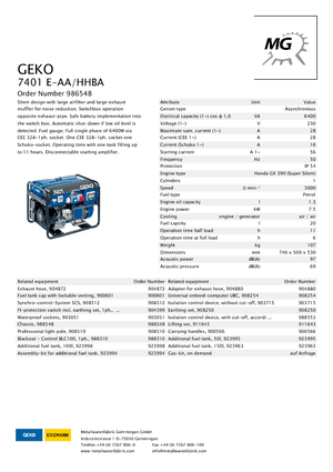 Benzine Generatoren Geko ® 7401 E-AA/HHBA