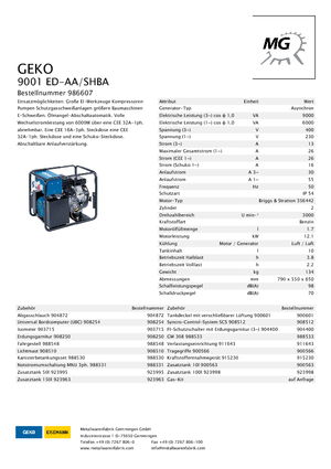 Benzine Generatoren Geko ® 9001 ED-AA/SHBA
