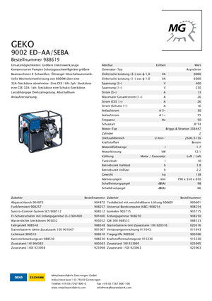 Benzine Generatoren Geko ® 9002 ED-AA/SEBA*