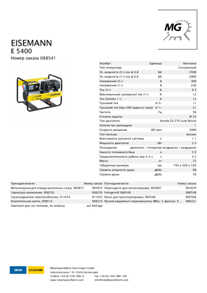 Benzine Generatoren Eisemann E 5400