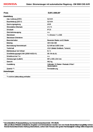 Benzine Generatoren Honda EM 5500 CXS
