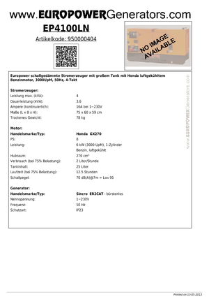 Benzine Generatoren Europower EP4100LN (S)