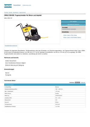 Vloerzagen Atlas Copco Orka 350