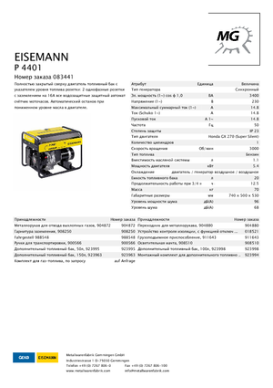 Benzine Generatoren Eisemann P 4401