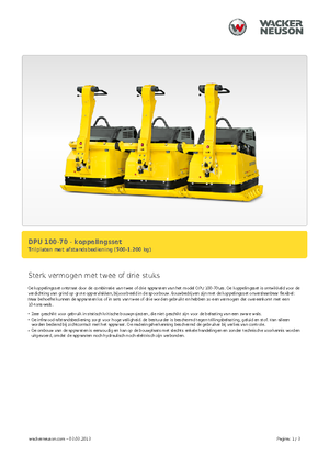 Eenrichtings Trilplaten Wacker Neuson Koppelsatz für 2 x DPU 100-70