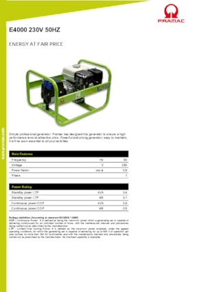 Benzine Generatoren PRAMAC Lifter E 4000