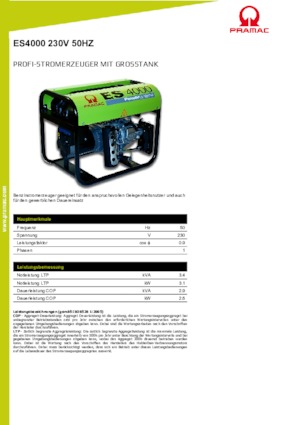 Benzine Generatoren PRAMAC Lifter ES 4000