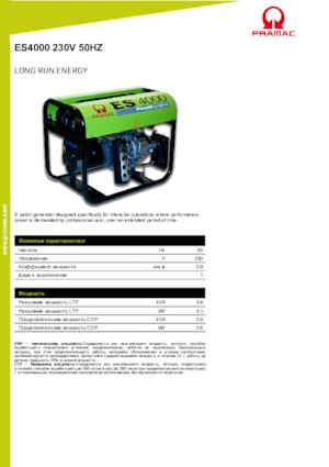 Benzine Generatoren PRAMAC Lifter ES 4000