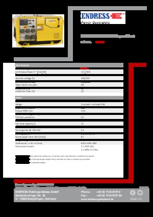 Benzine Generatoren Endress ESE 1307 DBG ES DIN Super Silent