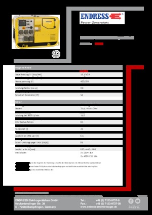 Benzine Generatoren Endress ESE 907 DBG DIN Super Silent