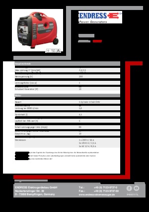 Benzine Generatoren Endress ESE 2300i