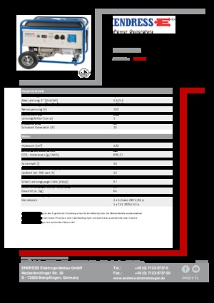 Benzine Generatoren Endress ESE 6000 BS