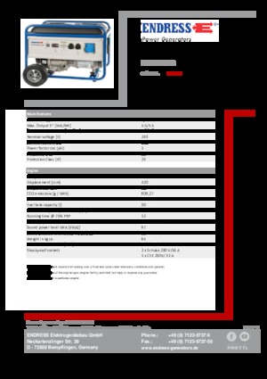 Benzine Generatoren Endress ESE 6000 BS