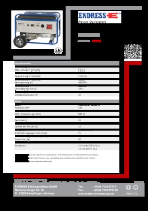 Benzine Generatoren Endress ESE 6000 DBS