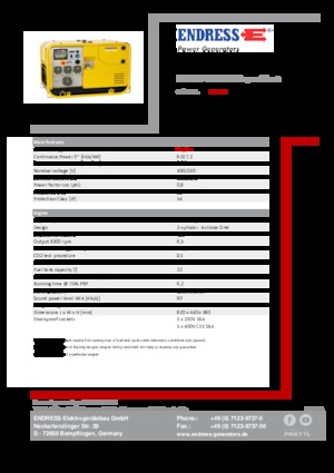 Benzine Generatoren Endress ESE 907 DBG DIN Super Silent