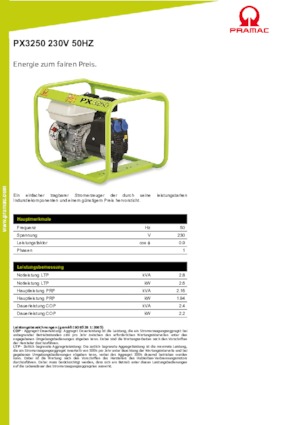 Benzine Generatoren PRAMAC Lifter PX 3250