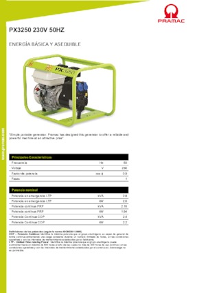 Benzine Generatoren PRAMAC Lifter PX 3250