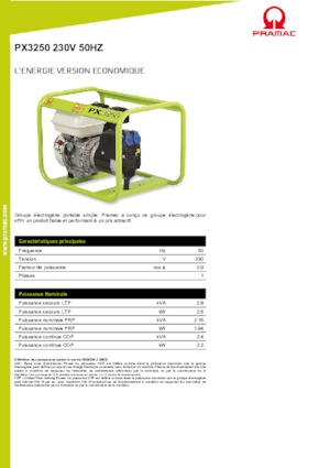 Benzine Generatoren PRAMAC Lifter PX 3250