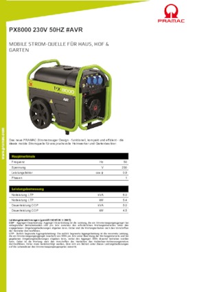 Benzine Generatoren PRAMAC Lifter PX 8000