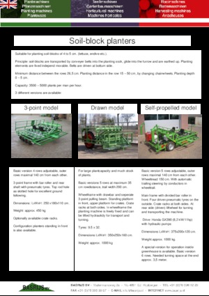 plantmachines Basrijs Soil-block planter self-pr. for in greenhouse 6 r.