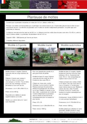 plantmachines Basrijs Soil-block planter self-pr. for in greenhouse 6 r.