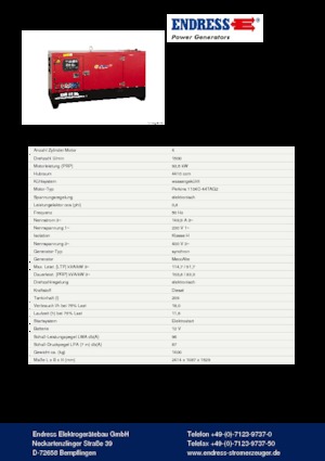 Diesel Generatoren Endress ESE 110 PW/MS
