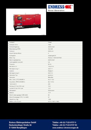 Diesel Generatoren Endress ESE 95 PW/MS