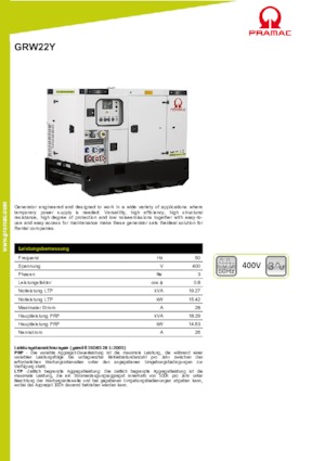 Diesel Generatoren PRAMAC Lifter GRW 22 Y