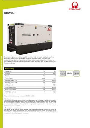 Diesel Generatoren PRAMAC Lifter GRW 95 P