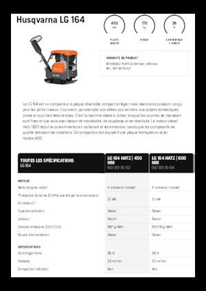 Omkeerbare Trilplaten Husqvarna LG 164