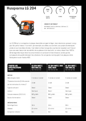 Omkeerbare Trilplaten Husqvarna LG 204