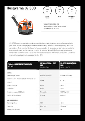 Omkeerbare Trilplaten Husqvarna LG 300