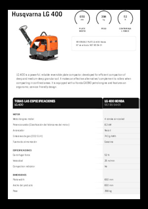Omkeerbare Trilplaten Husqvarna LG 400