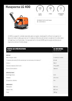 Omkeerbare Trilplaten Husqvarna LG 400