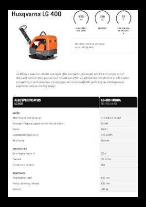 Omkeerbare Trilplaten Husqvarna LG 400