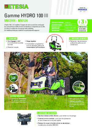Zitmaaiers en Tuin tractoren Etesia HYDRO 100 MK124