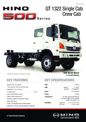 Bakwagen Hino 500 GT 1322 CREW 4x4